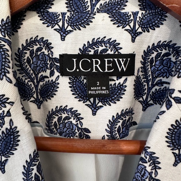 J. Crew Navy and White Leaf Print Blazer - Picture 4 of 6